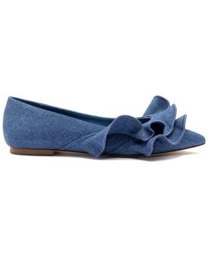 Larroude Larroudé Lee Ruffle Flat - Blue