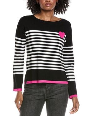 Cece Sailor Stripe Heart Jumper - Black