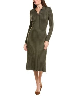 Sharagano Long Sleeve Midi Dress - Green