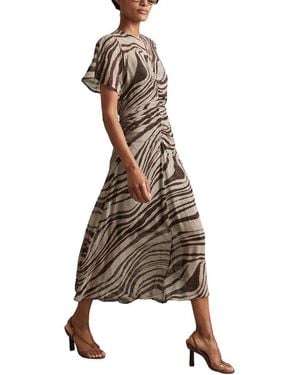 Reiss Tabitha Animal Printed Midi Dress - Natural