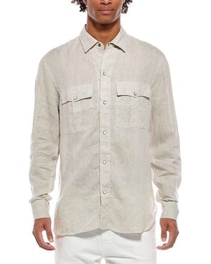 Isaia Cam212 Linen Sport Shirt - Grey