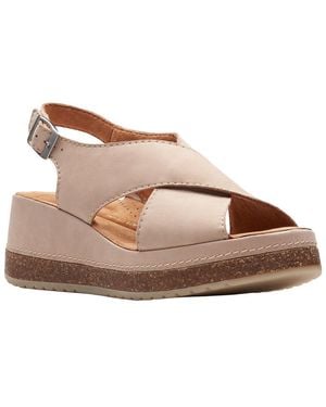 Clarks Kassanda Step Nubuck Wedge Sandal - Brown