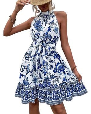 Orniya Linen Mini Dress - Blue