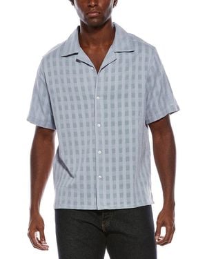 Slate & Stone Textured Check Camp Collar Shirt - Blue