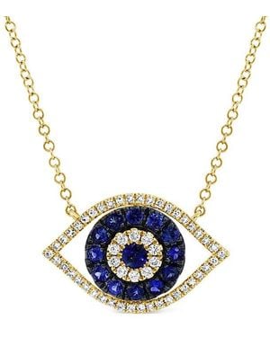 Sabrina Designs 14K 0.64 Ct. Tw. Diamond & Sapphire Evil Eye Necklace - Blue