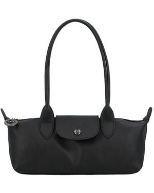 Longchamp Le Pliage Xtra Medium Leather Shoulder Bag - Black