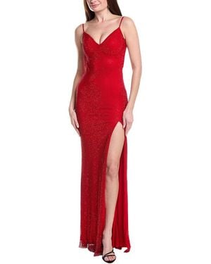 Jovani Solid Net Gown - Red