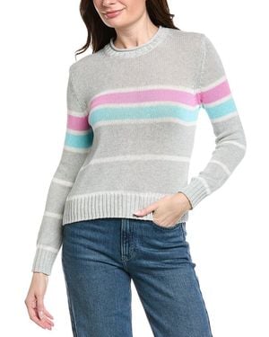 Hannah Rose Tessa Colourful Stripe Cashmere-Blend Jumper - White