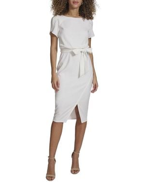 Kensie Crepe Scuba Midi Dress - White