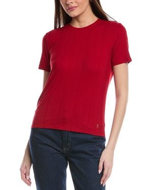 St. John Sleek Rib Jersey Knit Top - Red