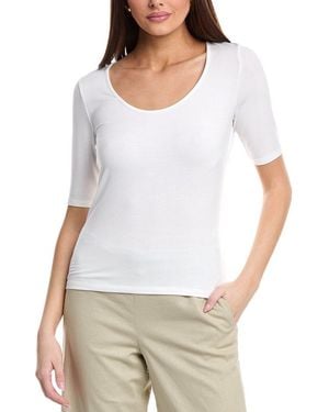 Vince Elbow-Sleeve Scoop Neck T-Shirt - White