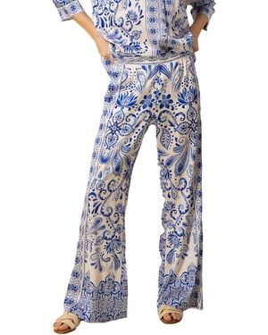 Hale Bob Frankie Silk-Blend Pant - Blue