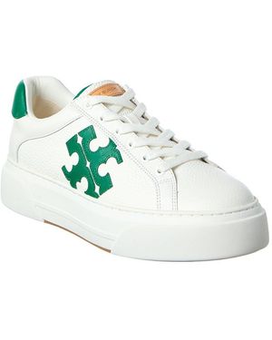 Tory Burch Colorblocked Leather Platform Trainer - White