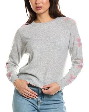 Brodie Cashmere Star Dust Sleeve Crewneck Cashmere Jumper - Grey