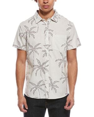 Vintage Summer Printed Gauze Button-Down Shirt - White