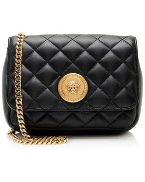 Versace Quilted Leather Medusa Square Small Flap Bag (Authentic Pre- Loved) - Black
