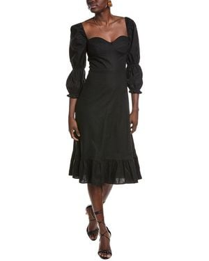 O.P.T O.P.T Kourtney Linen-Blend Midi Dress - Black