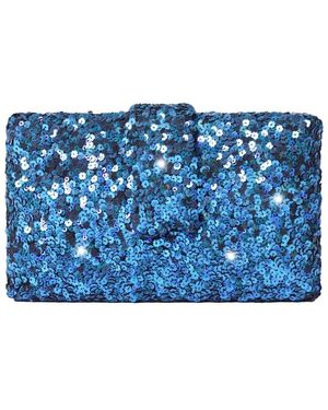Simitri Hand-Embroidered Sequin Box Clutch - Blue