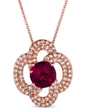 Le Vian Le Vian 14K 2.68 Ct. Tw. Diamond & Rhodolite Pendant Necklace - Pink