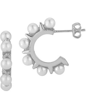 Sphera Milano Silver 3mm Pearl Hoops - White