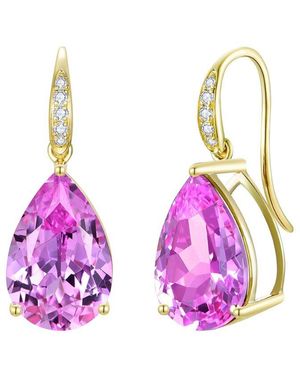 Kai Fine Jewelry 14K 8.05 Ct. Tw. Lab-Grown Diamond & Lab-Grown Sapphire Drop Earrings - Pink