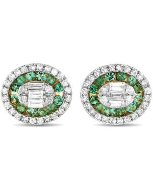 Diamond Select Cuts 14K 0.70 Ct. Tw. Diamond & Emerald Earring - Green