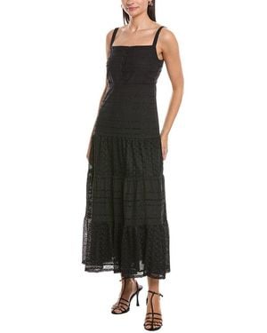 Marella Bavero Eyelet Maxi Dress - Black