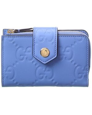 Gucci Gg Medium Leather Coin Purse - Blue