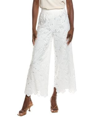 Gracia Floral Lace Wide Leg Pant - White