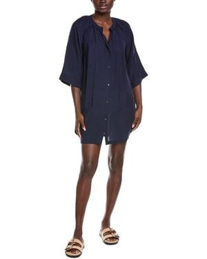 Tommy Bahama Capri Coast Linne-Blend Boyfriend Shirt - Blue