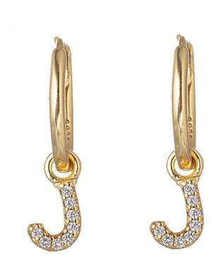 Eye Candy LA Luxe Collection Silver Cz Initial Huggie Earrings (a-z) - Metallic