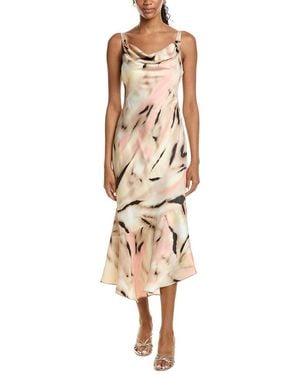 Kenneth Cole Asymmetric Hem Cowl Front Dress - Natural