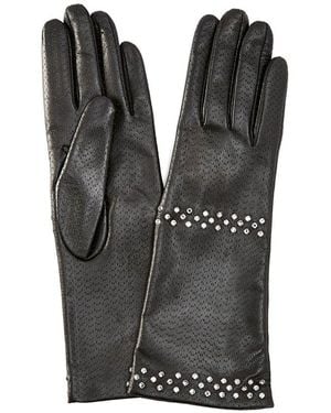 Portolano Embellished Leather Gloves - Black