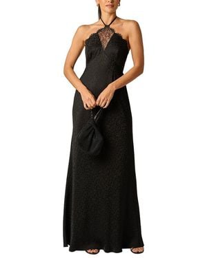 Adrianna Papell Woven Jacquard Long Dress - Black