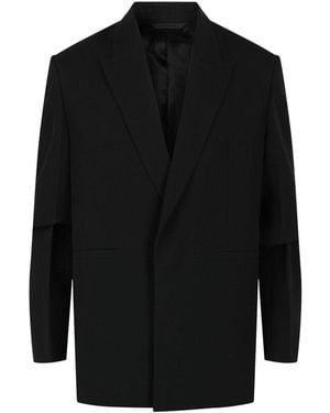 Givenchy Overlapped Lapel Oversized Wool Blazer - Black