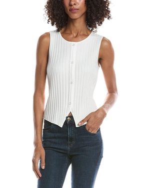 Bernardo Button Up Rib Knit Vest - White