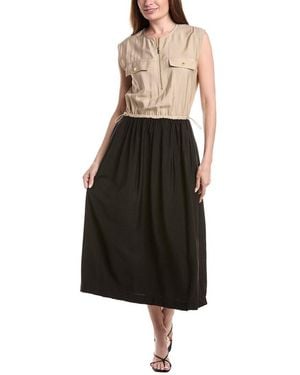 Ellen Tracy Crinkle Colourblock Dress - Black