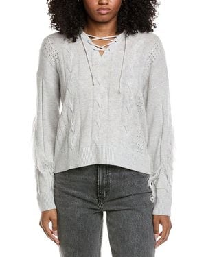Brodie Cashmere Cable Fringe Polo Wool & Cashmere-Blend Jumper - Grey