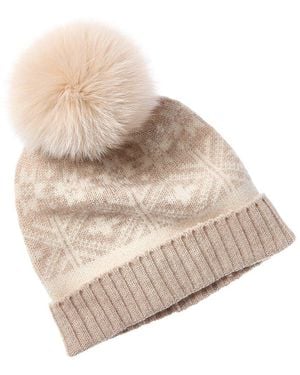 Sofiacashmere Sofiacashmere Fairisle Wool & Cashmere-Blend Hat - Natural