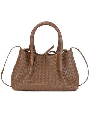 Tiffany & Fred Paris Hand-Woven Leather Tote - Brown