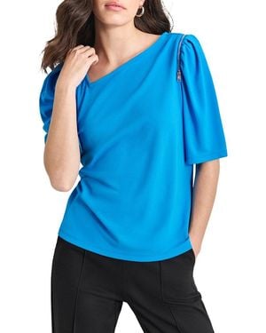 DKNY Asymmetrical Neck Top - Blue