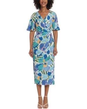 Maggy London Faux Wrap Dress - Blue