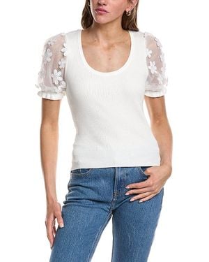 Design History Lace Sleeve Jumper Top - White