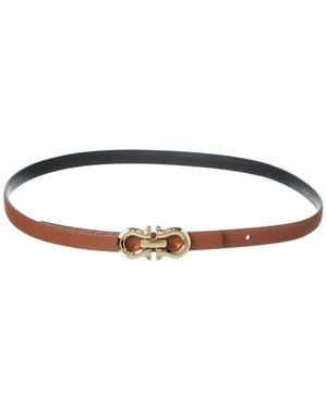 Ferragamo Gancini Reversible & Adjustable Leather Belt - White