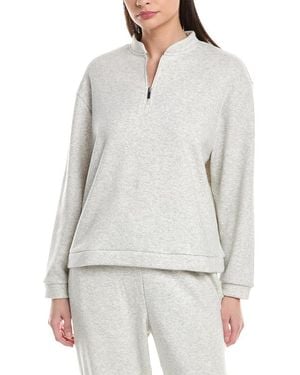 Natori Nova Cozy Brushed Knit Everywhere Zip-up Top - Gray