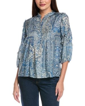 Johnny Was Zeeland Silk Blouse - Blue