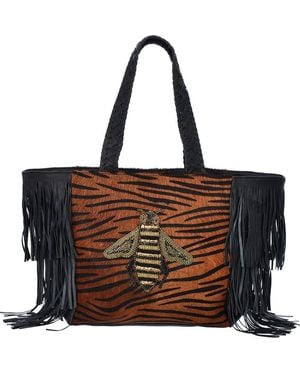 Guadalupe Queen Bee Exotic Leather Tote - Black