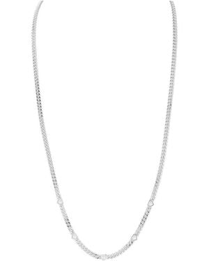 Chloe and Madison Cz Heart Curb Necklace - White