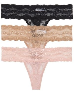B.tempt'd Lace Kiss Thong Panty Pack - Natural