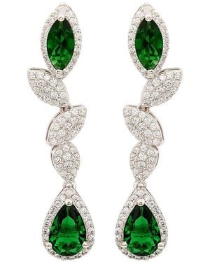 Suzy Levian Silver Cz Earrings - Green